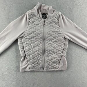 Nike Aerolayer Running Jacket Womens XS Gray Quilted Insulated Softshell Zip